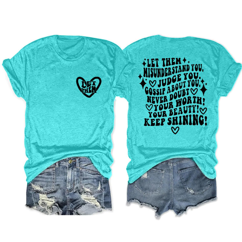 Mental Health Shirt for Women Let Them Misunderstand You T-Shirt Inspirational Graphic Tees Motivational Gift Tops Blue